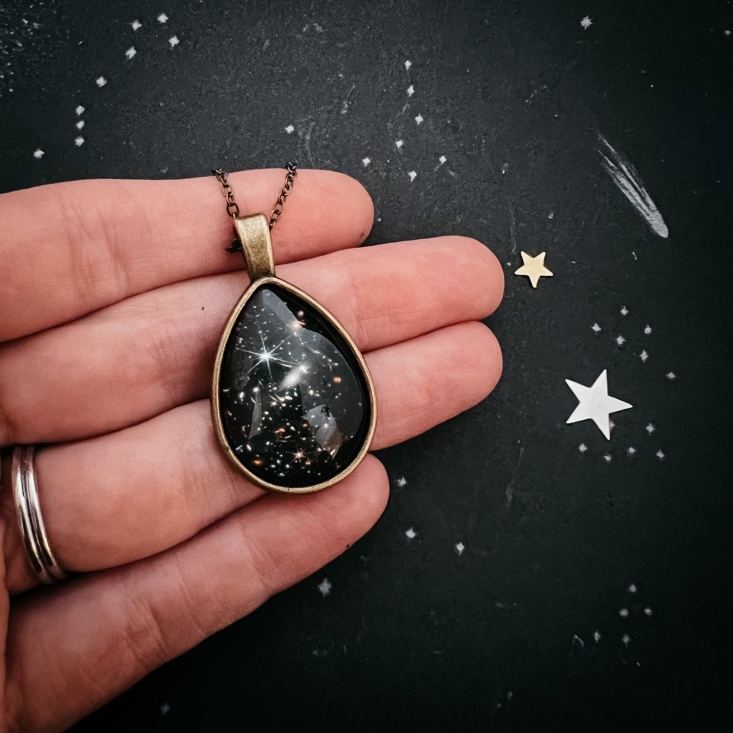 Cosmic Ocean Teardrop Necklace